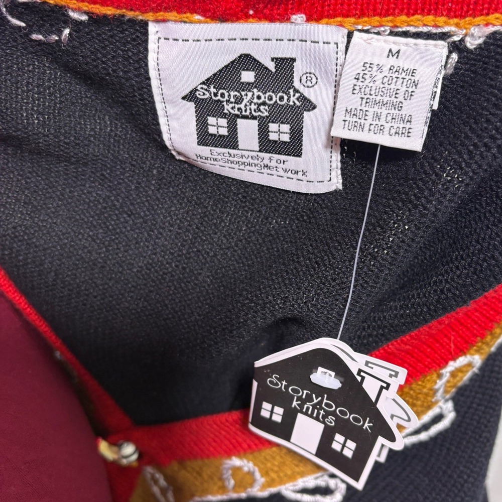 NWT Storybook Knits Rooster Cardigan Womens M Black Kitschy Novelty Sweater - Picture 2 of 9
